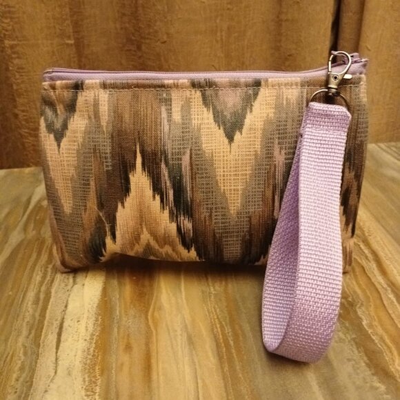 New Zippy Hanging Canvas Wristlet Clutch Pouch Make-up Bag Chevron Pastel Floral - Picture 5 of 16